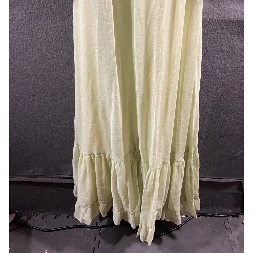 Gunne Sax by Jessica sage green Prairie Maxi Dress 70s Vintage Lace Cottage 11